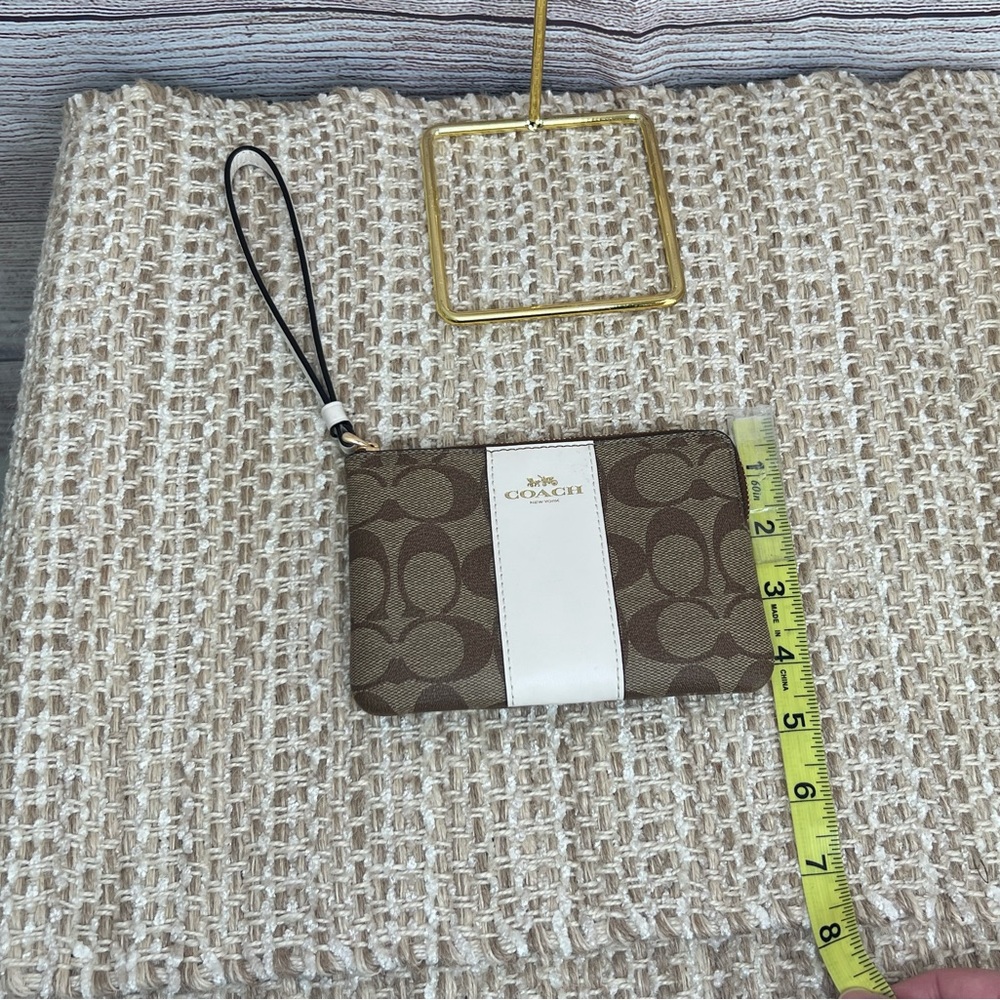Coach signature canvas corner zip wristlet
